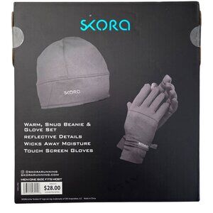 Skora Men’s Running Warm Beanie & Tech Touch Screen Gloves Set Gift Black NWT$28